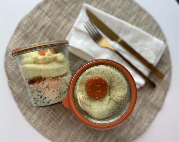 Grand bocal de parmentier de saumon