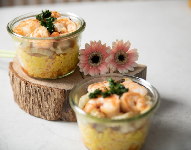 Petit bocal de risotto aux scampis