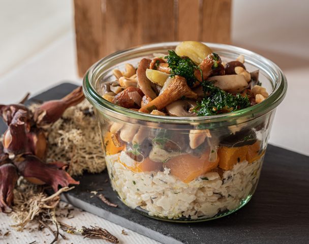 Bocal de risotto aux champignons des bois