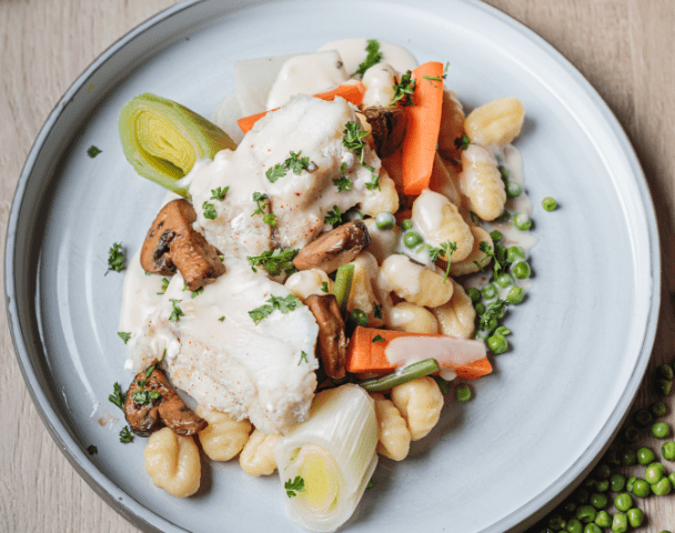 Blanquette de lotte et scampis, gnocchis