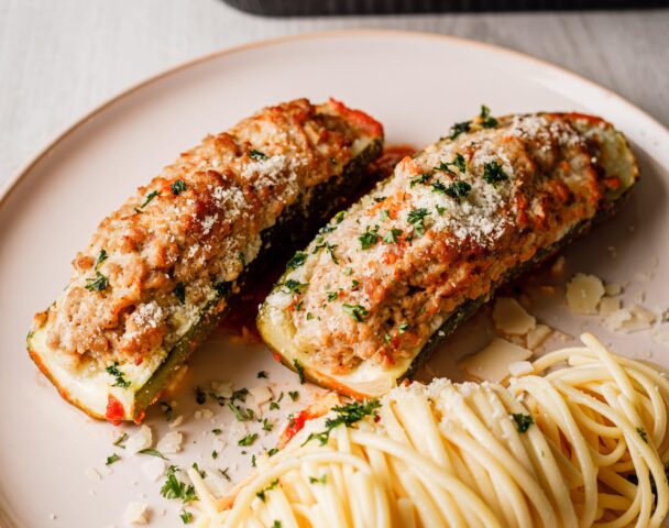 Courgette farcie, linguine
