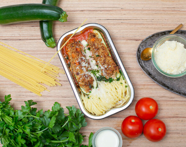 Courgette farcie, linguine