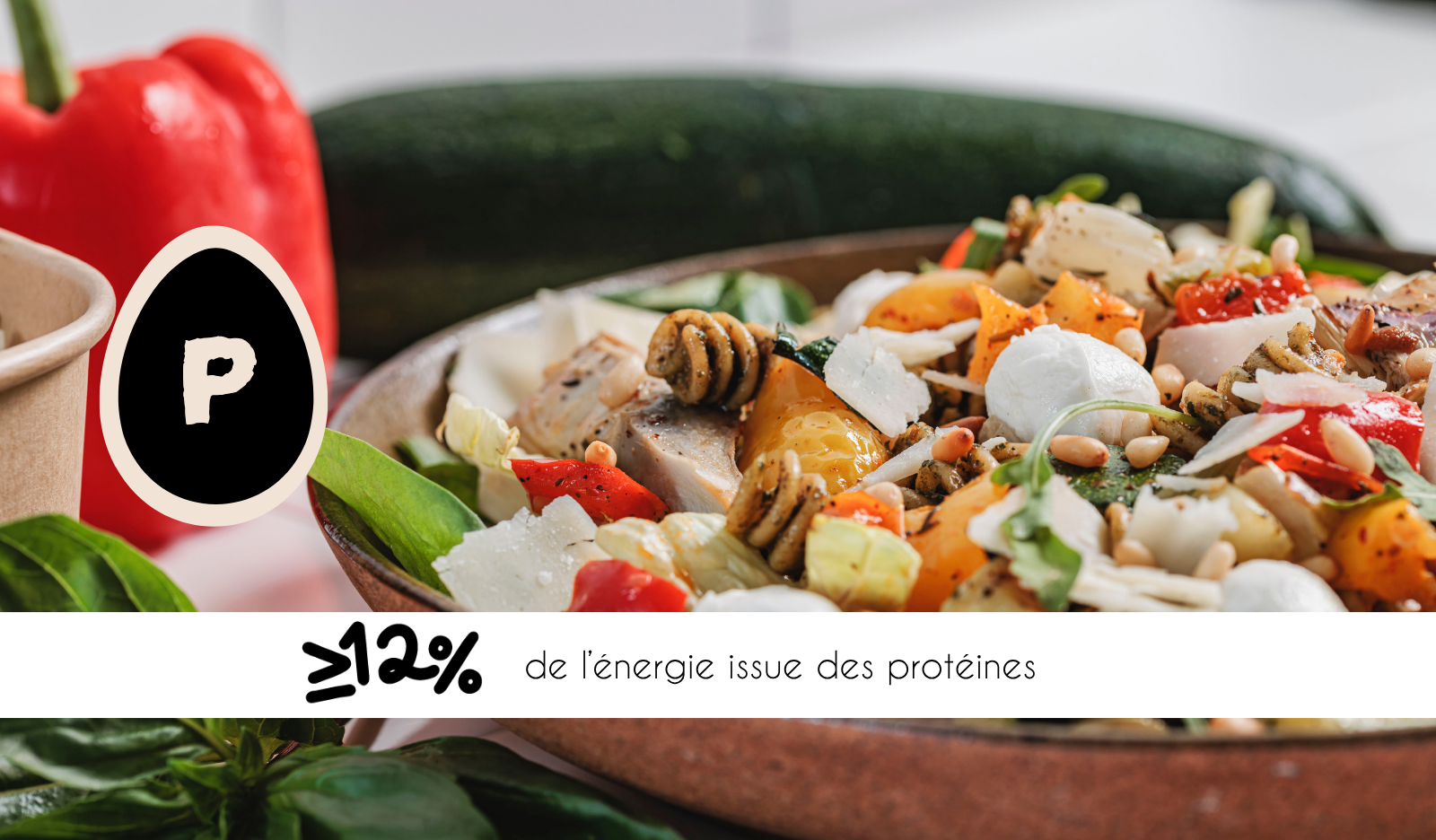 Grande salade fusilli légumes grillés, mozzarella