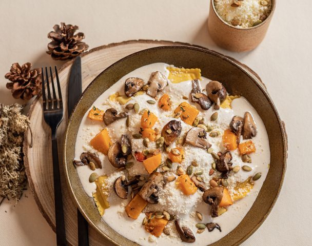 Ravioles de courge et champignons