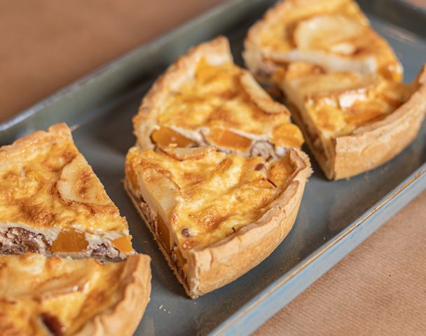 Quiche au chèvre, butternut, romarin
