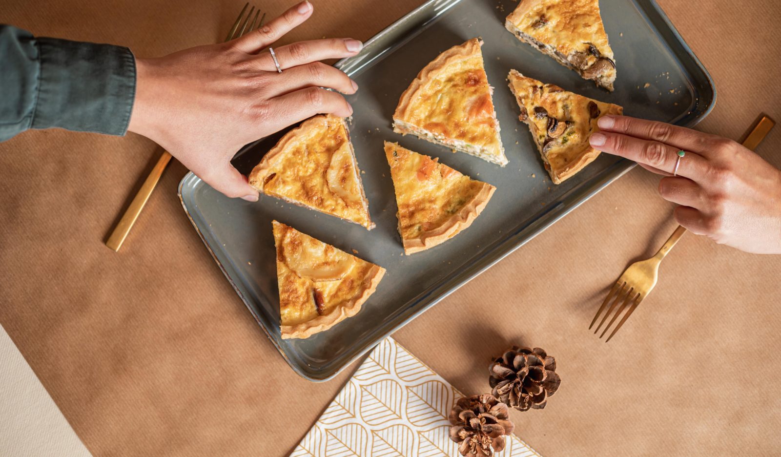 Quiche au chèvre, butternut, romarin
