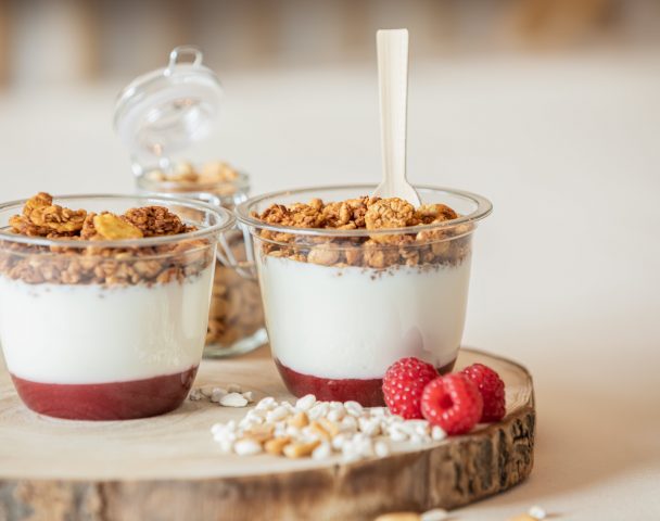 Fromage frais aux framboises
