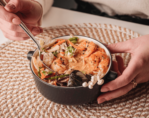 Tom yum soup scampis