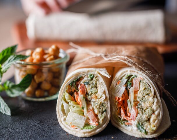 Wrap falafels, houmous, légumes
