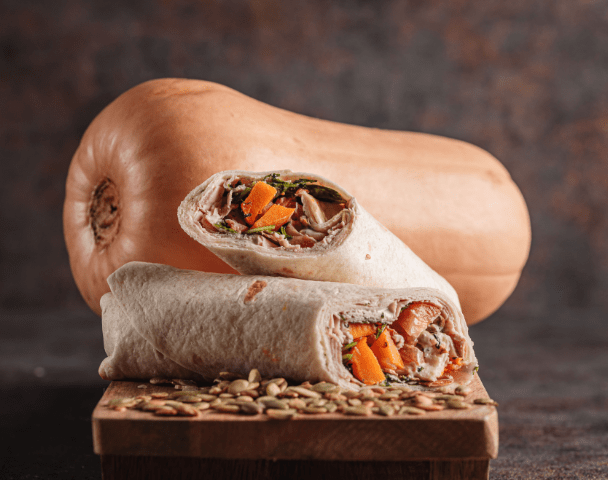 Wrap jambon braisé, courge